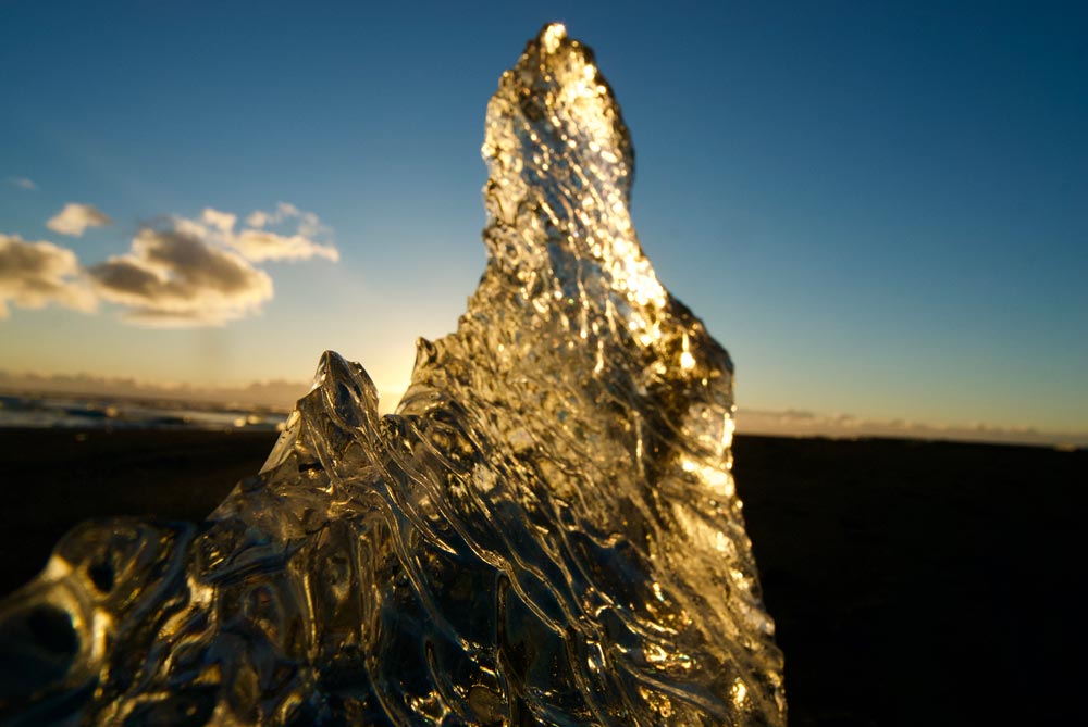 Iceberg at Diamond beach Jokulsarlon sunrise