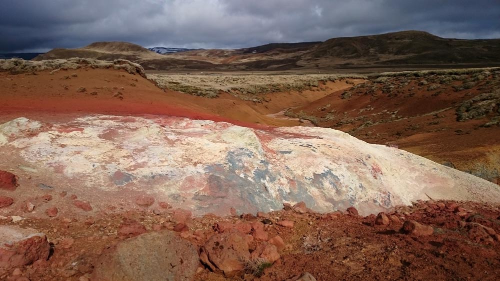 red and yellow colors at Seltun Krysuvik geothermal sulphur mine