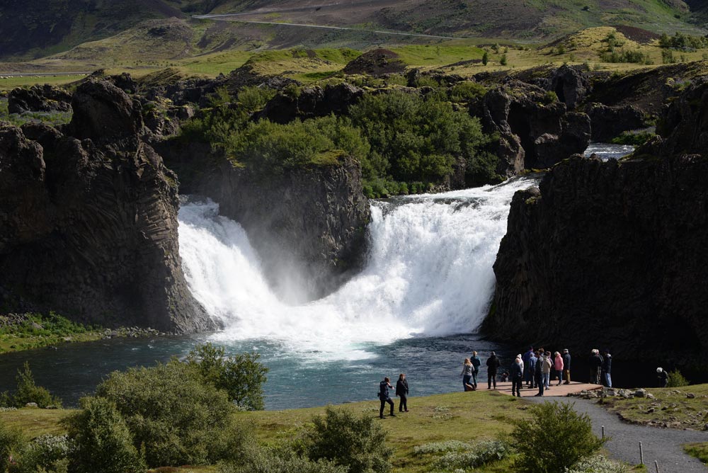 Hjalparfoss waterfall Thjorsardalur