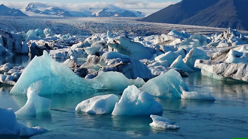 Blue ice Jokulsarlon Glacier lagoon