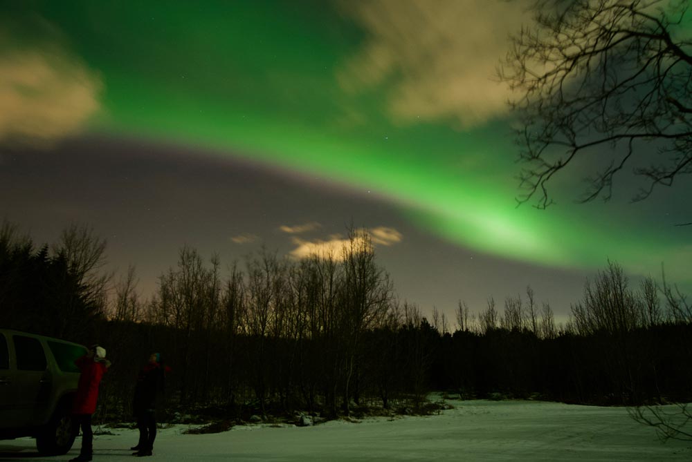 Northern-lights Aurora-borealis near Reykjavik