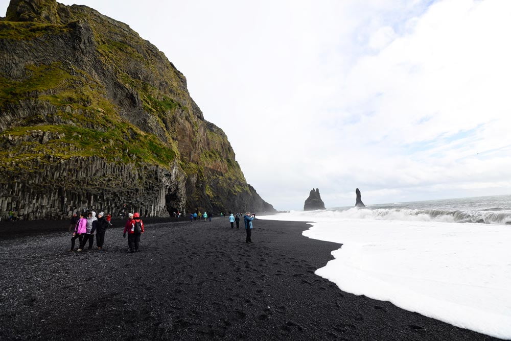 Reynisfjara black sand beach and rough sea