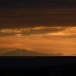 Snaefellsjokull volcano in red sunset