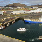 Grindavik town harbour fishing boats