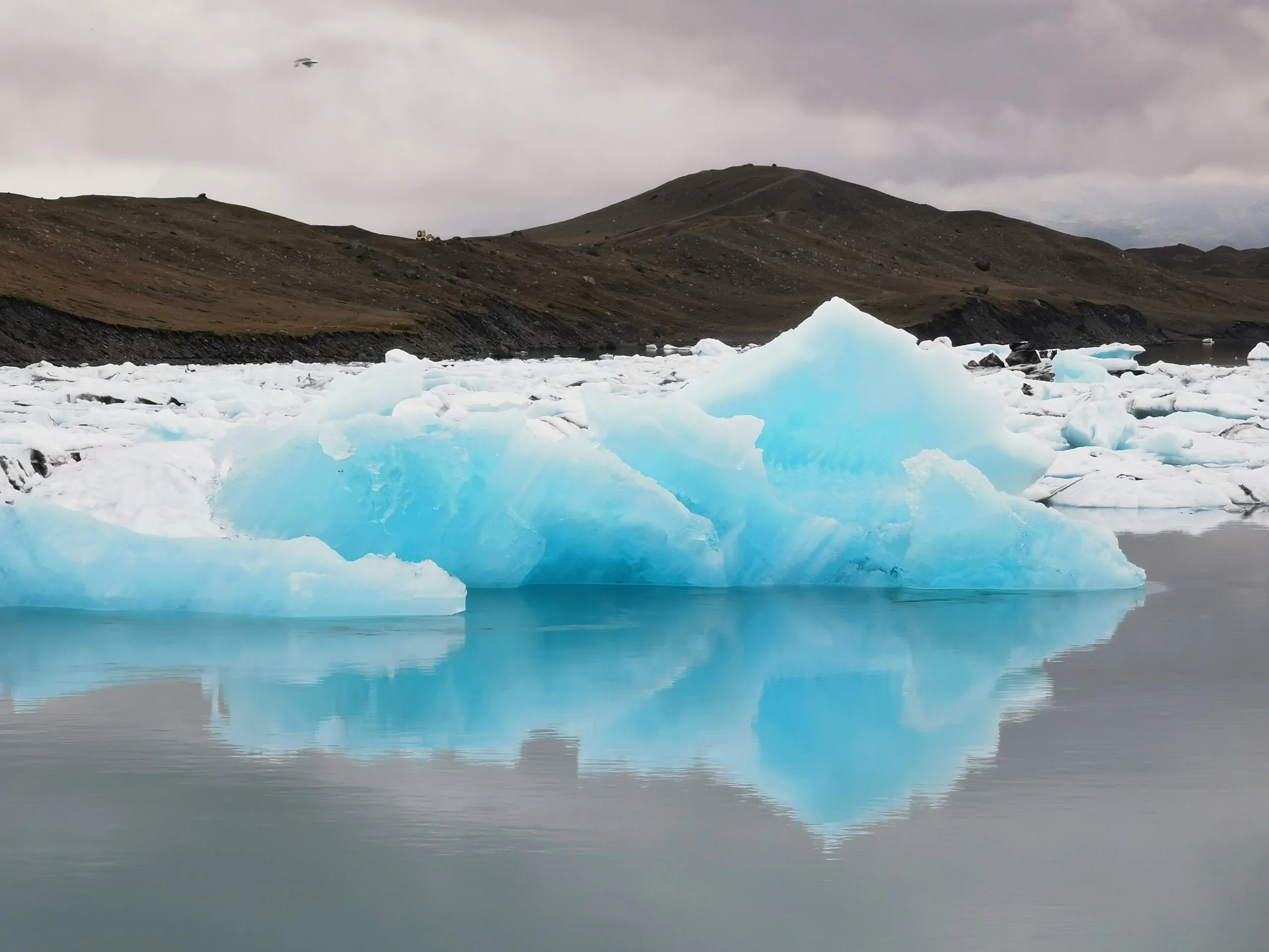 Blue ice at Jokulsarlon Glacier lagoon